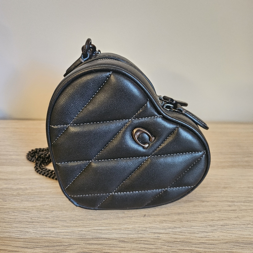 COACH MINI Quilted Pillow Heart Crossbody 14 Black